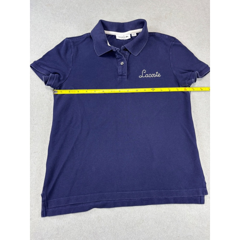 Women's Lacoste‎ Embroidered Cotton Pique Polo Navy Size 34 Small - Picture 5 of 7